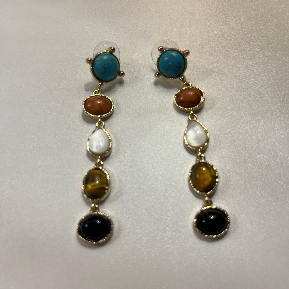 Elegant Multi-Stone Drop Earrings